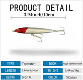 Close-up of a topwater jerkbait with reflective finish and 3D eyes